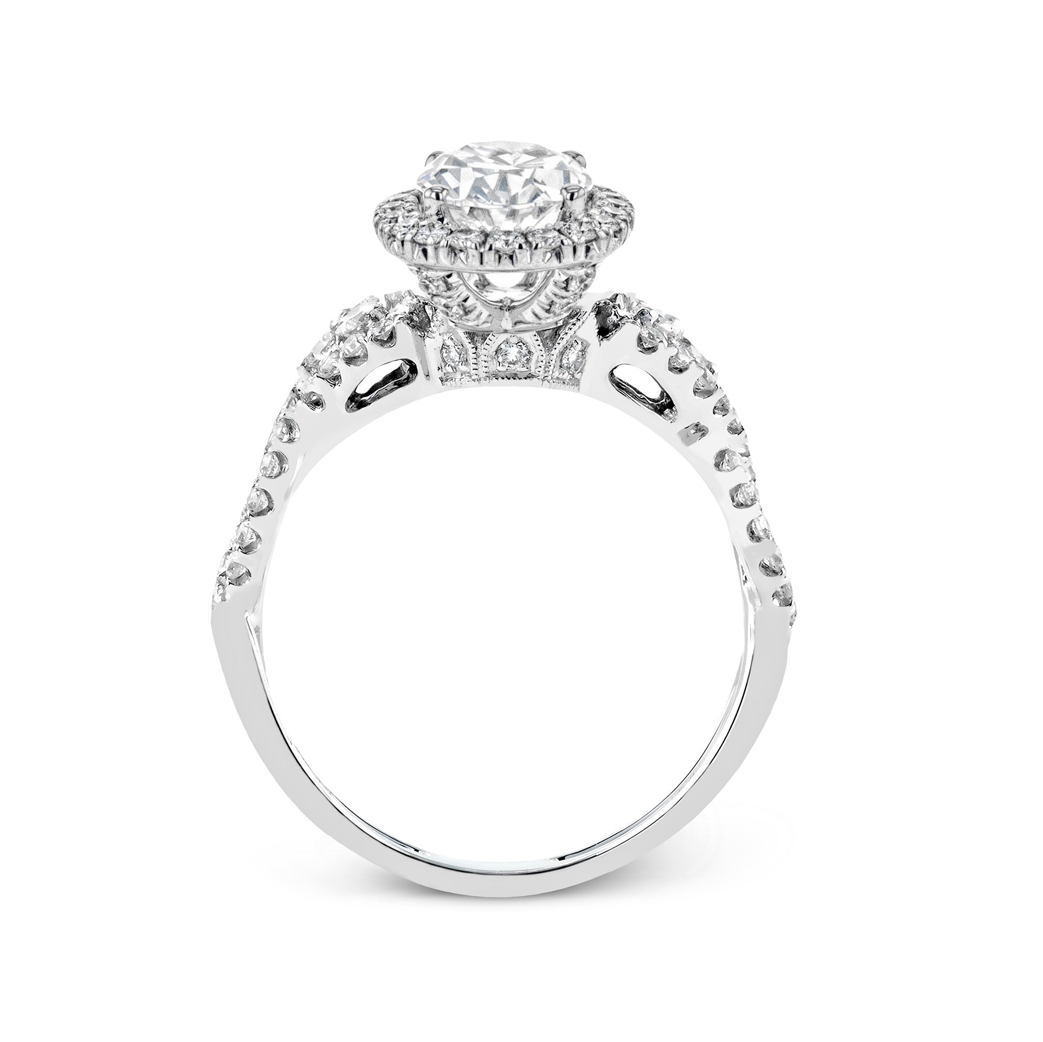 Oval - Cut Halo Engagement Ring In 18k Gold With Diamonds - Simon G. Jewelry