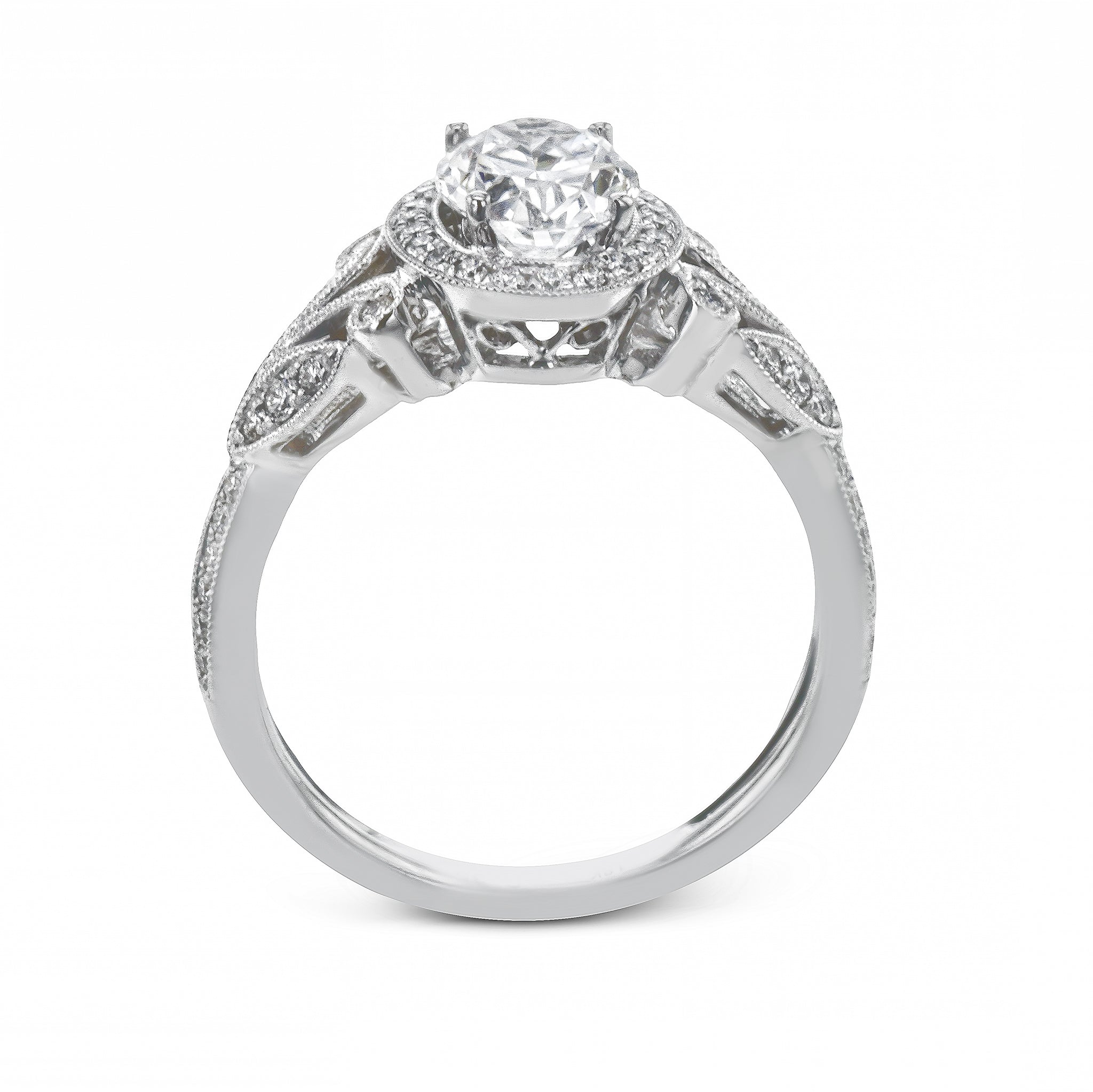 Oval - Cut Halo Engagement Ring In 18k Gold With Diamonds - Simon G. Jewelry