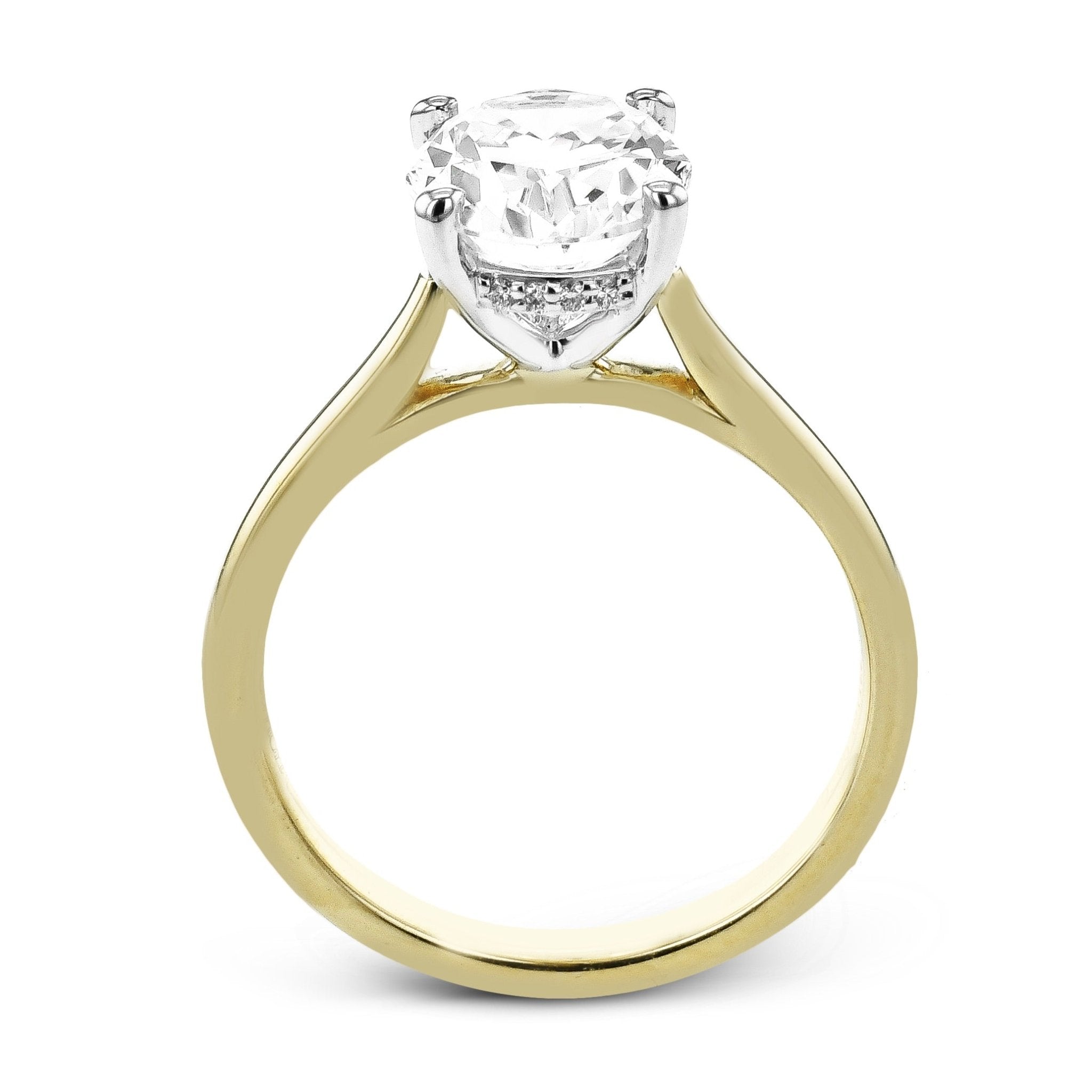 Oval - cut Hidden Halo Engagement Ring in 18k Gold with Diamonds - Simon G. Jewelry