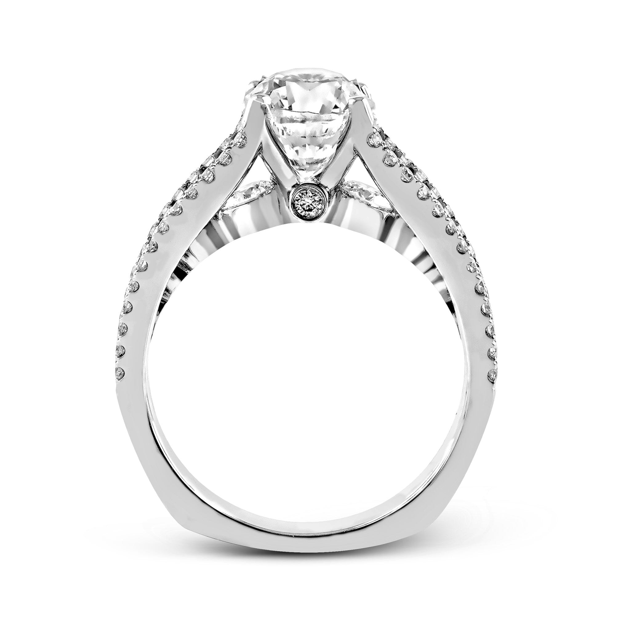 Oval - Cut Split - Shank Engagement Ring In 18k Gold With Diamonds - Simon G. Jewelry
