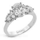 Oval - Cut Three - Stone Engagement Ring In 18k Gold With Diamonds - Simon G. Jewelry