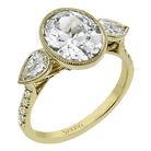 Oval - cut Three - stone Engagement Ring in 18k Gold with Diamonds - Simon G. Jewelry