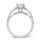Oval - Cut Three - Stone Engagement Ring In 18k White Gold With Diamonds - Simon G. Jewelry