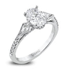 Oval - Cut Three - Stone Engagement Ring In 18k White Gold With Diamonds - Simon G. Jewelry