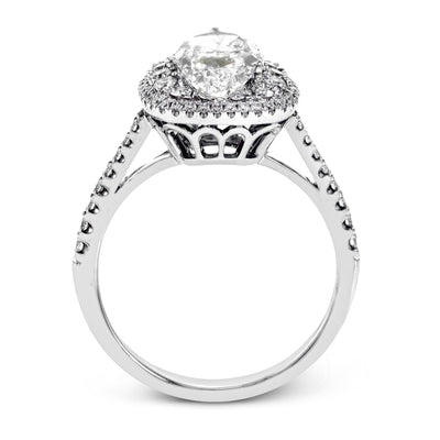 Pear - Cut Double - Halo Engagement Ring In 18k Gold With Diamonds - Simon G. Jewelry
