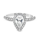 Pear - cut Halo Engagement Ring & Matching Wedding Band in 18K Gold with Diamonds - Simon G. Jewelry