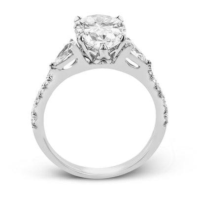 Pear - cut Three - stone Engagement Ring in 18k Gold with Diamonds - Simon G. Jewelry