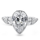 Pear - cut Three - stone Engagement Ring in 18k Gold with Diamonds - Simon G. Jewelry