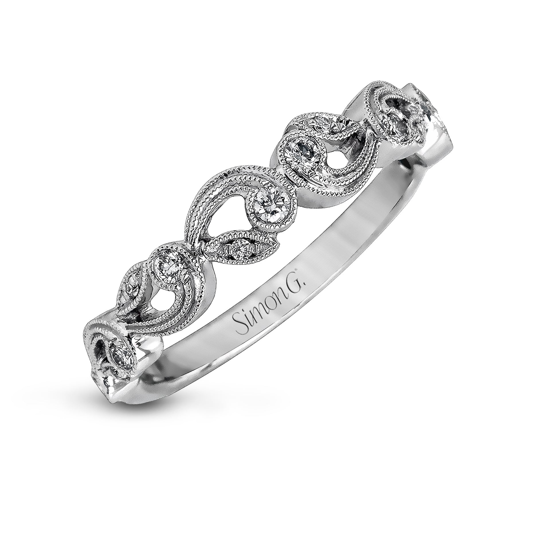 Pear - cut Trellis Engagement Ring & Matching Wedding Band in 18k Gold with Diamonds - Simon G. Jewelry