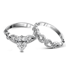 Pear - cut Trellis Engagement Ring & Matching Wedding Band in 18k Gold with Diamonds - Simon G. Jewelry