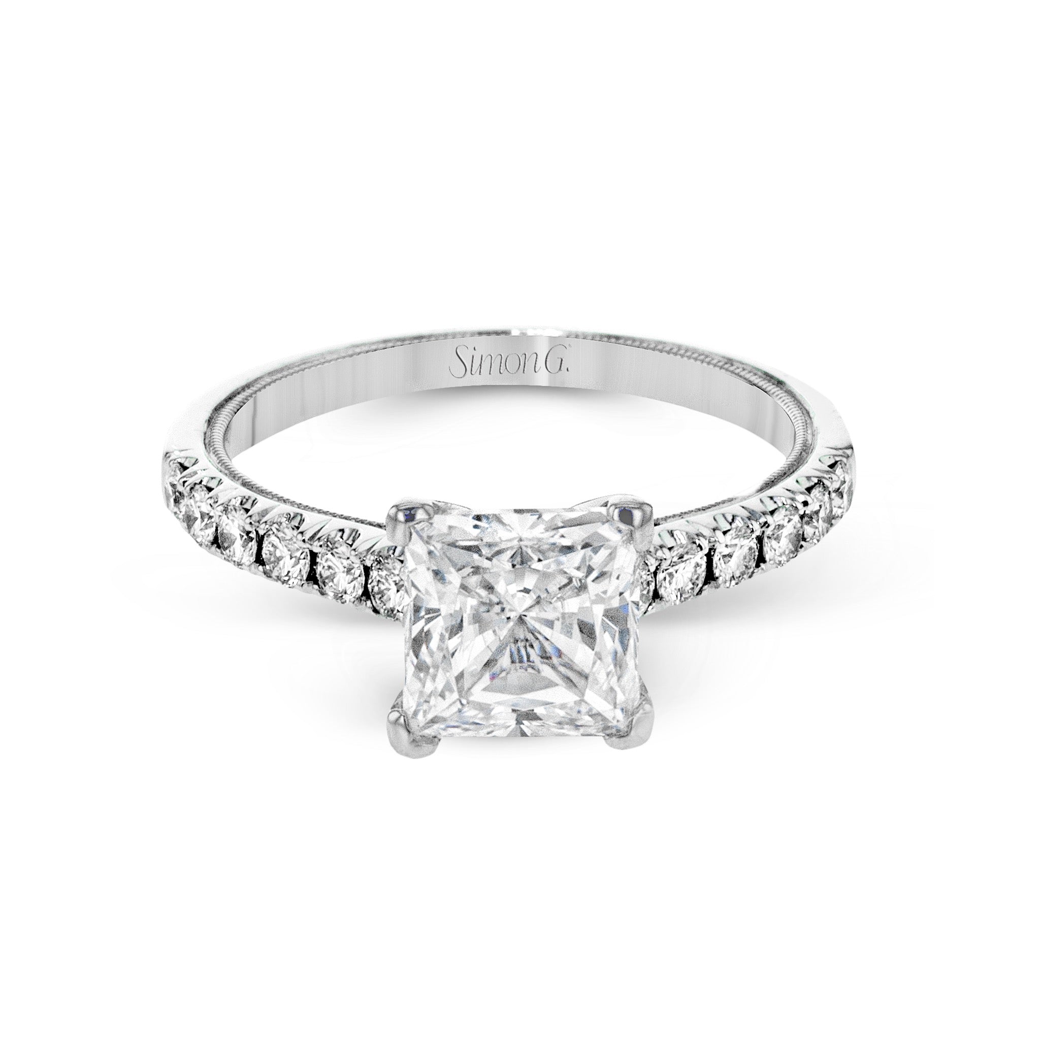 Princess - Cut Engagement Ring In 18k Gold With Diamonds - Simon G. Jewelry