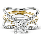 Princess - cut Engagement Ring & Matching Wedding Band in 18k Gold with Diamonds - Simon G. Jewelry