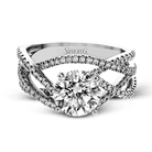 Round - Cut Criss - Cross Engagement Ring In 18k Gold With Diamonds - Simon G. Jewelry