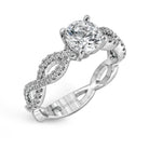 Round - cut Criss - cross Engagement Ring & Matching Wedding Band in 18K Gold with Diamonds - Simon G. Jewelry