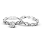 Round - cut Criss - cross Engagement Ring & Matching Wedding Band in 18K Gold with Diamonds - Simon G. Jewelry