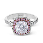 Round - cut Double Halo Engagement Ring in 18k Gold with Diamonds - Simon G. Jewelry
