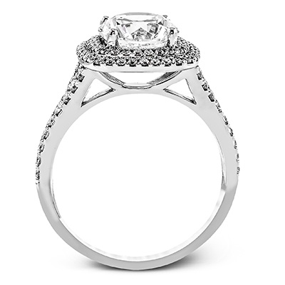 Round - cut Double - Halo Engagement Ring & Matching Wedding Band in 18k Gold with Diamonds - Simon G. Jewelry