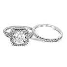 Round - cut Double - Halo Engagement Ring & Matching Wedding Band in 18k Gold with Diamonds - Simon G. Jewelry