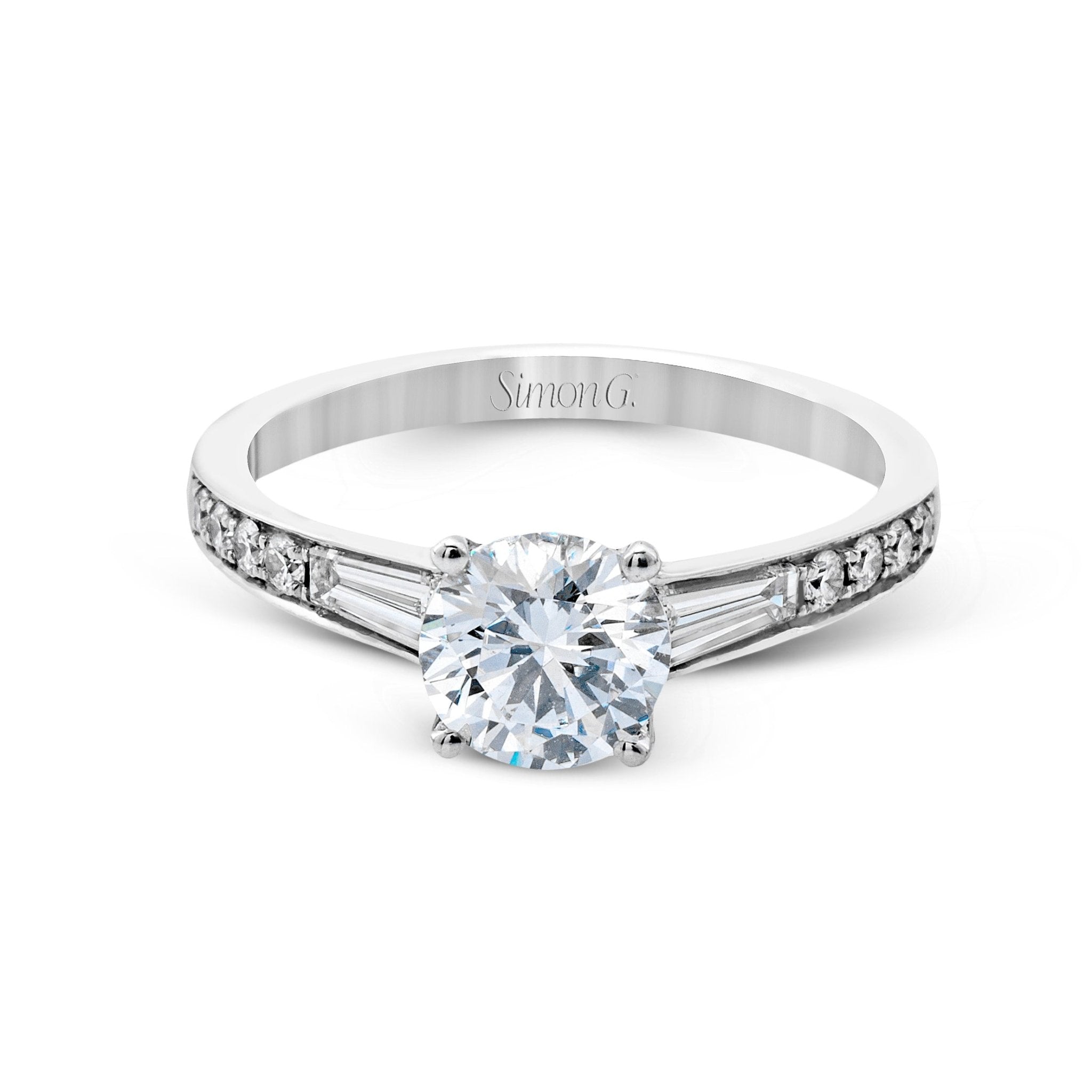 Round - cut Engagement Ring 18k Gold with Diamonds - Simon G. Jewelry