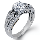 Round - cut Engagement Ring in 18k Gold with Diamonds - Simon G. Jewelry