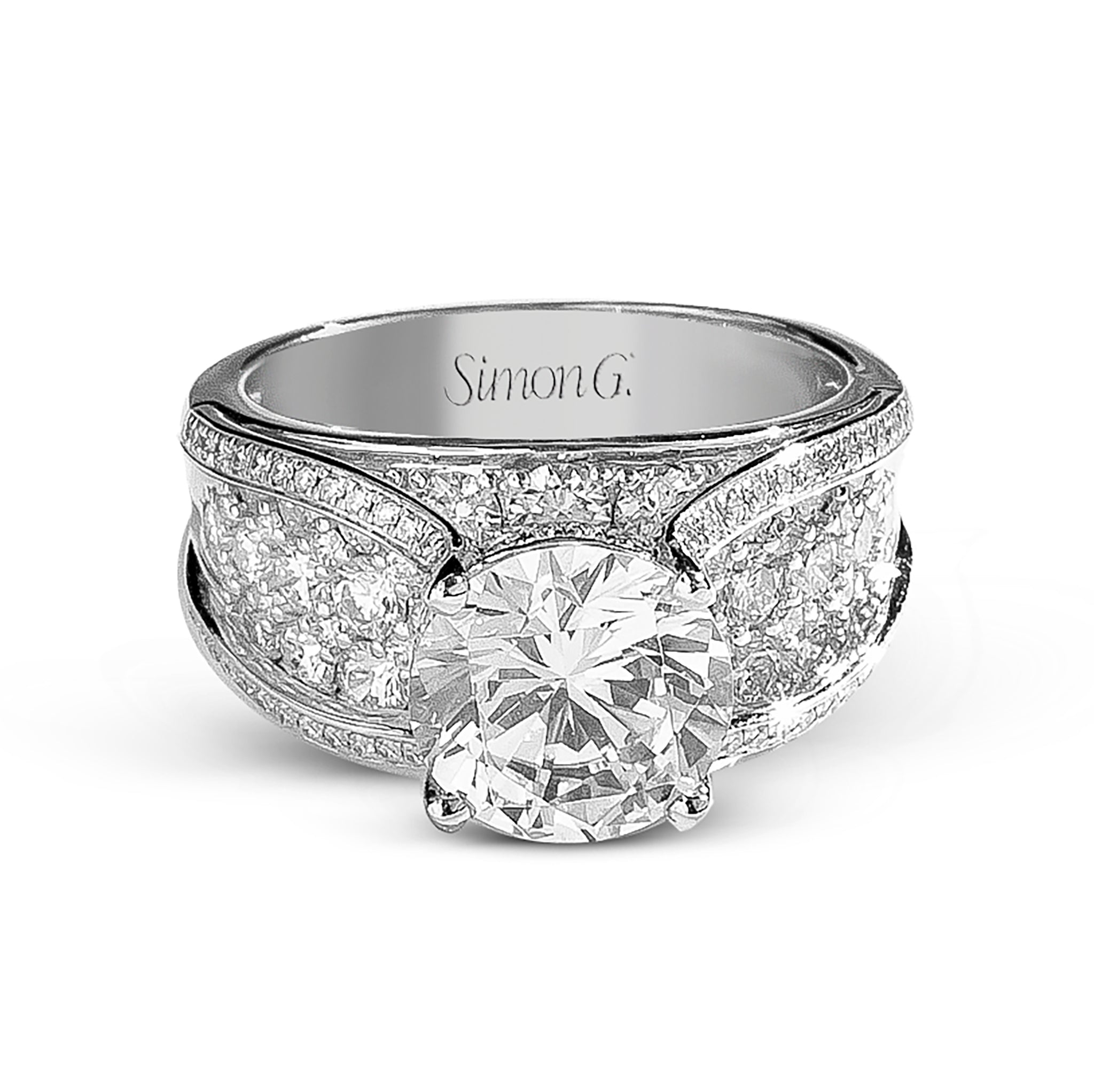 Round - Cut Engagement Ring In 18k Gold With Diamonds - Simon G. Jewelry