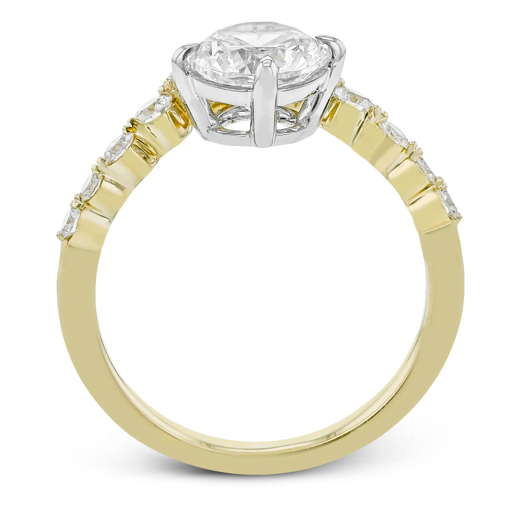Round - cut Engagement Ring in 18k Gold with Diamonds - Simon G. Jewelry