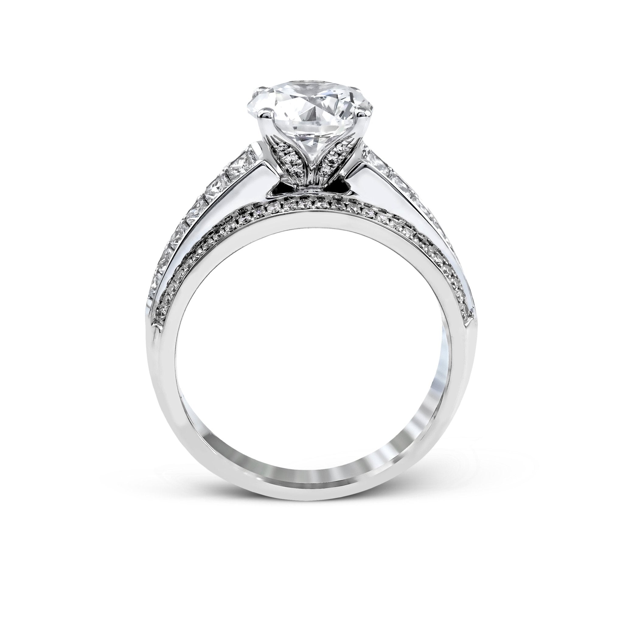 Round - Cut Engagement Ring In 18k Gold With Diamonds - Simon G. Jewelry