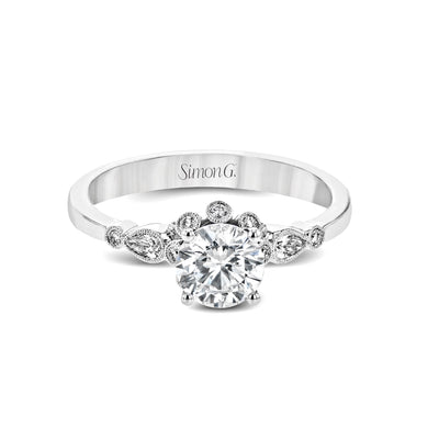 Round - cut Engagement Ring & Matching Wedding Band in 18k Gold with Diamonds - Simon G. Jewelry