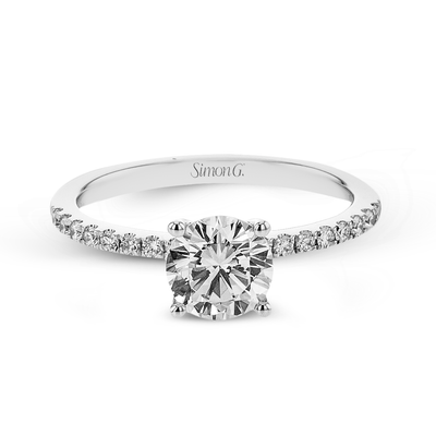 Round - cut Engagement Ring & Matching Wedding Band in 18k Gold with Diamonds - Simon G. Jewelry