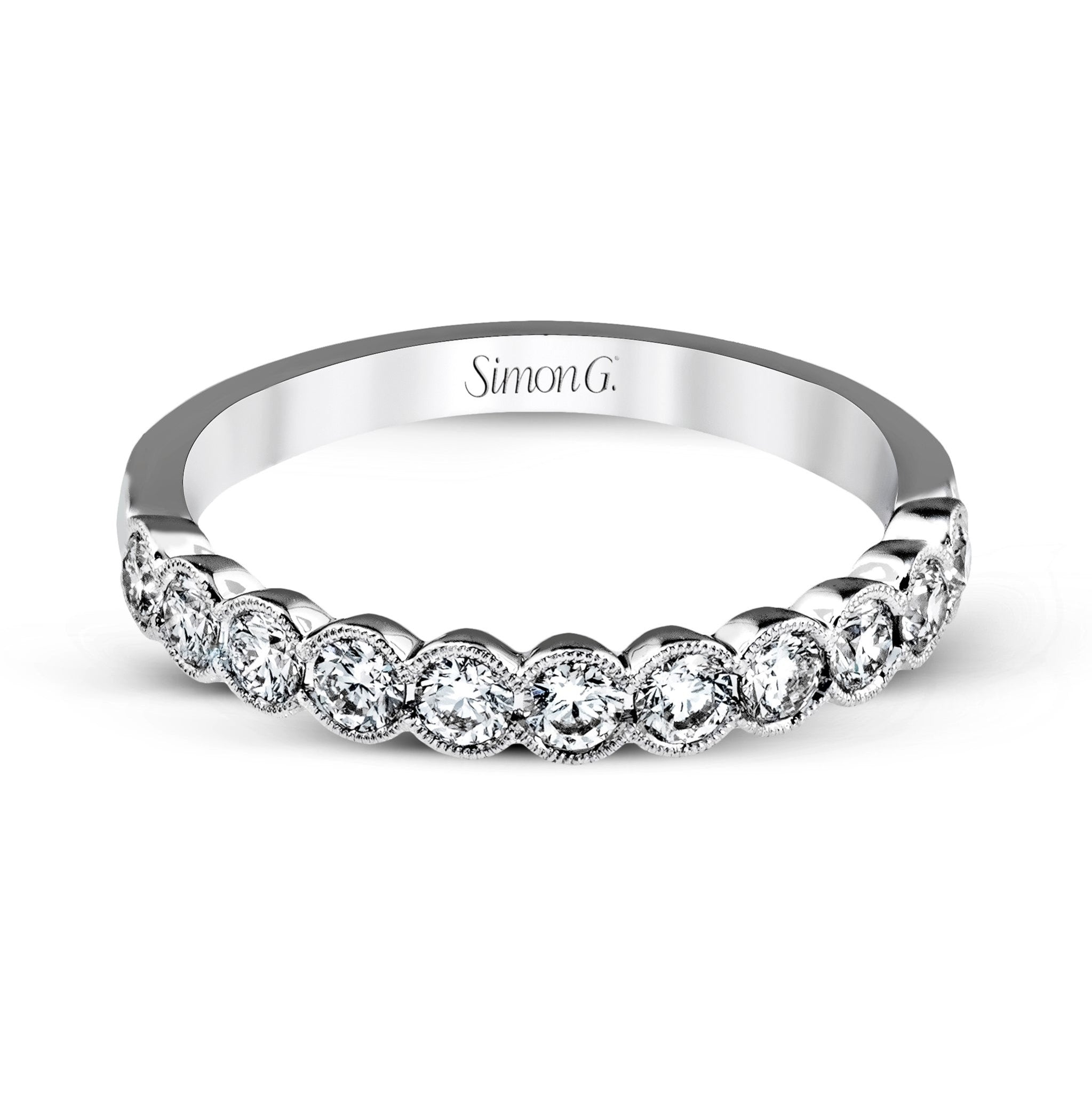 Round - cut Engagement Ring & Matching Wedding Band in 18k Gold with Diamonds - Simon G. Jewelry