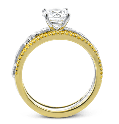 Round - cut Engagement Ring & Matching Wedding Band in 18k Gold with Diamonds - Simon G. Jewelry