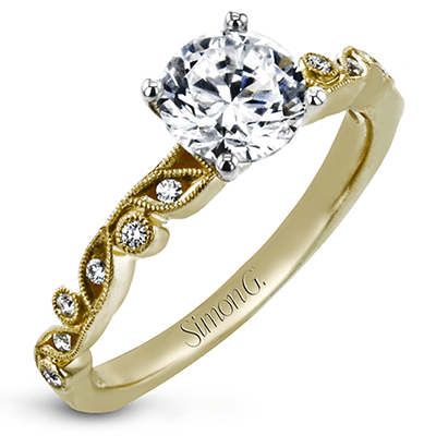 Round - cut Engagement Ring & Matching Wedding Band in 18k Gold with Diamonds - Simon G. Jewelry