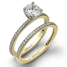 Round - cut Engagement Ring & Matching Wedding Band in 18k Gold with Diamonds - Simon G. Jewelry