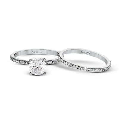 Round - cut Engagement Ring & Matching Wedding Band in 18k Gold with Diamonds - Simon G. Jewelry