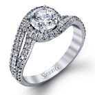 Round - cut Engagement Ring & Matching Wedding Band in 18k Gold with Diamonds - Simon G. Jewelry