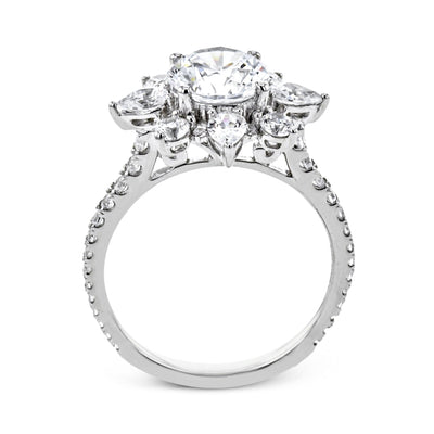 Round - Cut Flower Halo Engagement Ring In 18k Gold With Diamonds - Simon G. Jewelry
