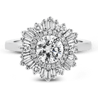 Round - cut Flower Halo Engagement Ring in 18k Gold with Diamonds - Simon G. Jewelry