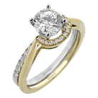 Round - cut Half - Halo Engagement Ring & Matching Wedding Band in 18k Gold with Diamonds - Simon G. Jewelry