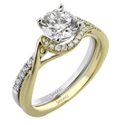 Round - cut Half - Halo Engagement Ring & Matching Wedding Band in 18k Gold with Diamonds - Simon G. Jewelry