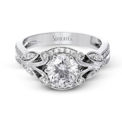 Round - Cut Halo Engagement Ring In 18k Gold With Diamonds - Simon G. Jewelry