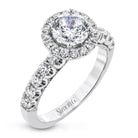 Round - cut Halo Engagement Ring & Matching Wedding Band 18k Gold with Diamonds - Simon G. Jewelry