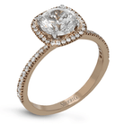 Round - cut Halo Engagement Ring & Matching Wedding Band in 18k Gold with Diamonds - Simon G. Jewelry