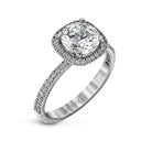 Round - cut Halo Engagement Ring & Matching Wedding Band in 18k Gold with Diamonds - Simon G. Jewelry