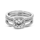 Round - cut Halo Engagement Ring & Matching Wedding Band in 18k Gold with Diamonds - Simon G. Jewelry