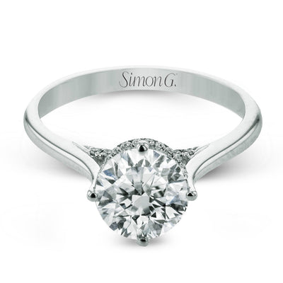 Round - Cut Hidden Halo Engagement Ring In 18k Gold With Diamonds - Simon G. Jewelry