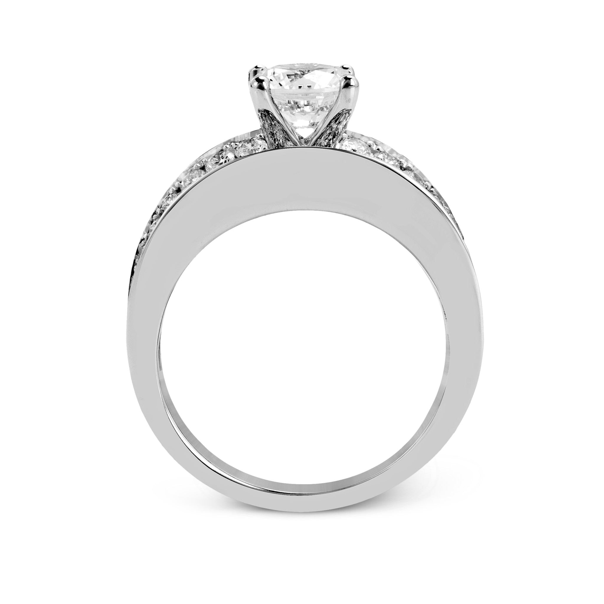 Round - Cut Simon - Set Engagement Ring In 18k Gold With Diamonds - Simon G. Jewelry