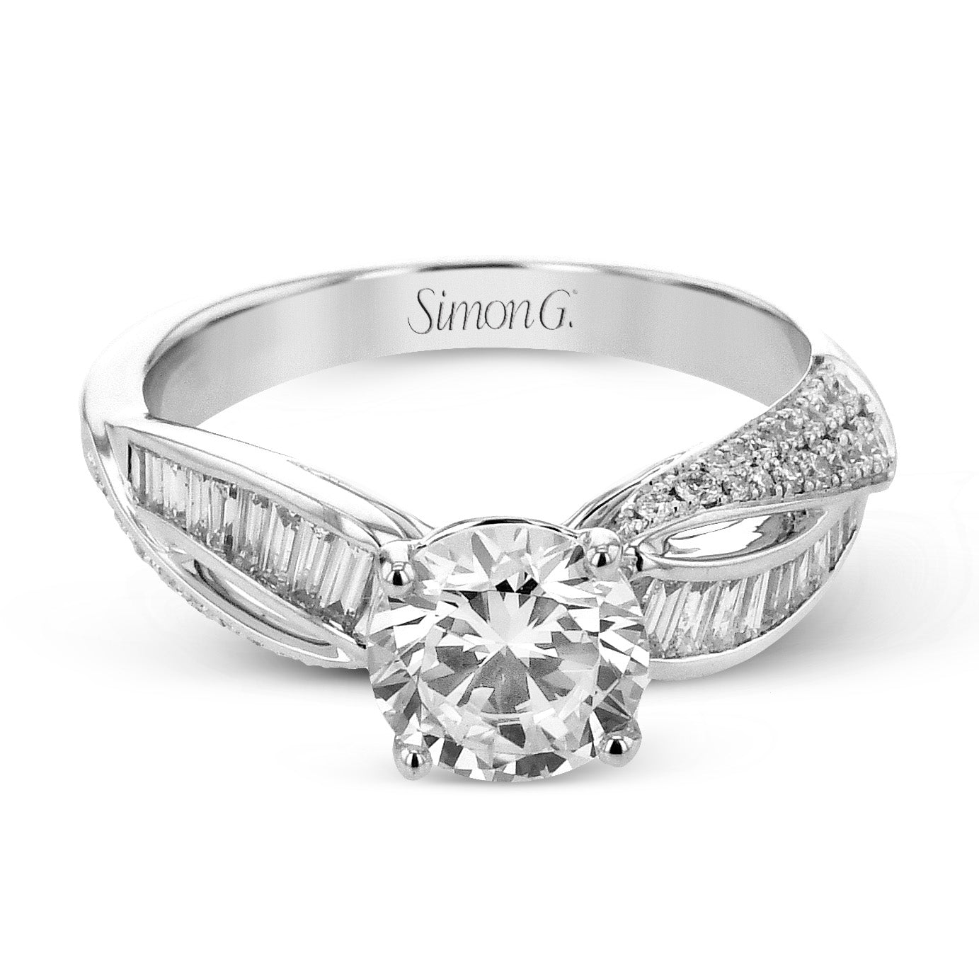 Round - Cut Split - Shank Engagement Ring In 18k Gold With Diamonds - Simon G. Jewelry