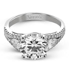 Round - cut Three - stone Engagement Ring in 18k Gold with Diamonds - Simon G. Jewelry