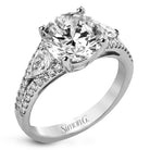 Round - cut Three - stone Engagement Ring in 18k Gold with Diamonds - Simon G. Jewelry