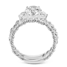 Round - cut Three - stone Engagement Ring & Matching Wedding Band in 18k Gold with Diamonds - Simon G. Jewelry